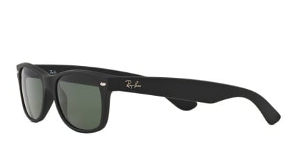Ray-Ban RB2132 New Wayfarer Matte Black, Black, Green glasses - Matte Black / Black / Green - Angle View