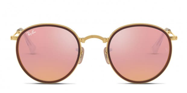 Ray Ban RB3517 Round Brown Gold Pink Prescription Sunglasses 50 Off Lenses