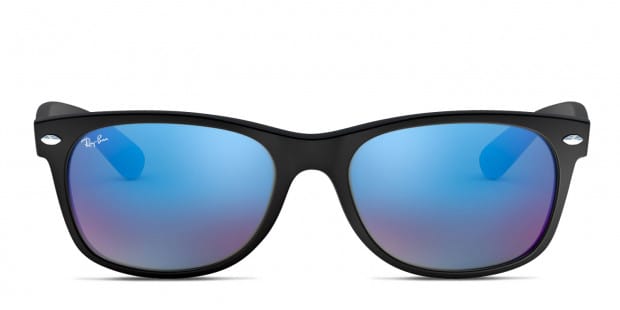 Ray Ban RB2132 New Wayfarer Matte Black Blue Sunglasses