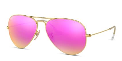 Ray-Ban RB3025 Aviator Large Metal Gold, Purple glasses - Gold / Purple - Angle View