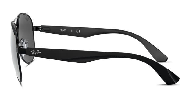Ray Ban RB3523 black frame with grey mirrored silver lenses. Lenses provide 100 UV protection