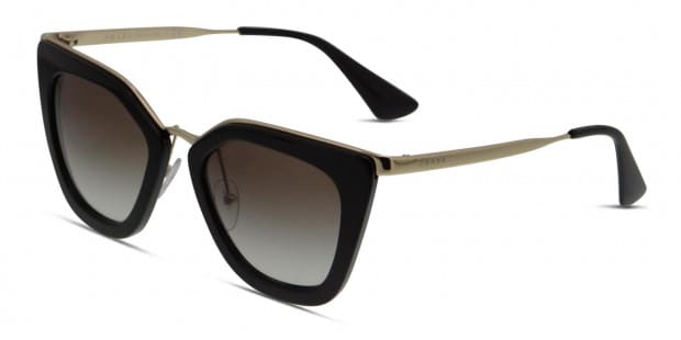 The Prada PR 53SS is an angular cat-eye frame with a distinctive look. Crafted from premium acetate, it features an angular front with metal accented browline and polished arms, graced by a The Prada PR 53SS is an angular cat-eye frame with a distinctive look. Crafted from premium acetate, it features an angular front with metal accented browline and polished arms, graced by a