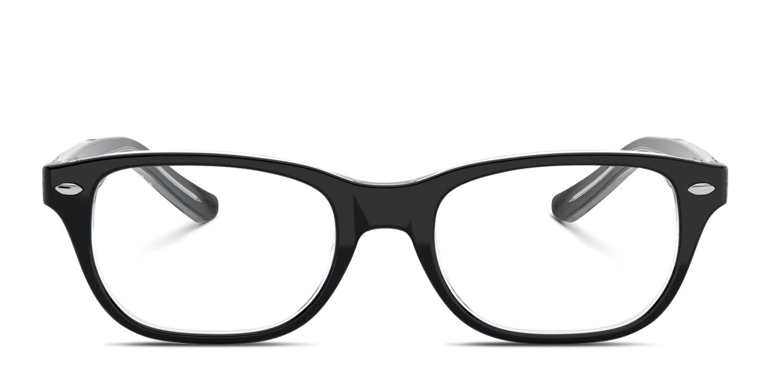 Ray-Ban RY1555 Kids Shiny Black, Clear glasses - Shiny Black / Clear - Frontal View