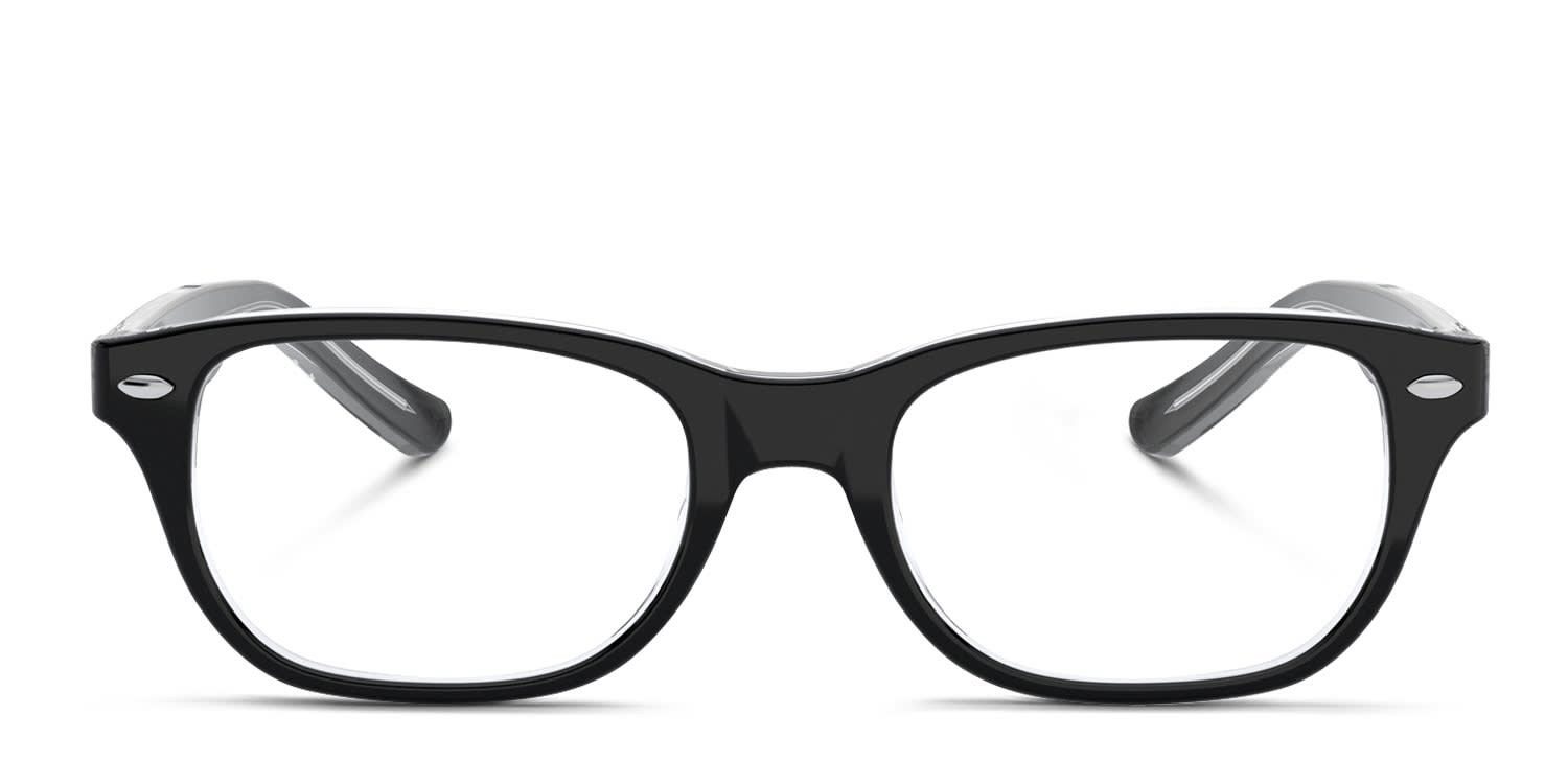 Ray-Ban RY1555 Kids Shiny Black, Clear glasses - Shiny Black / Clear - Frontal View