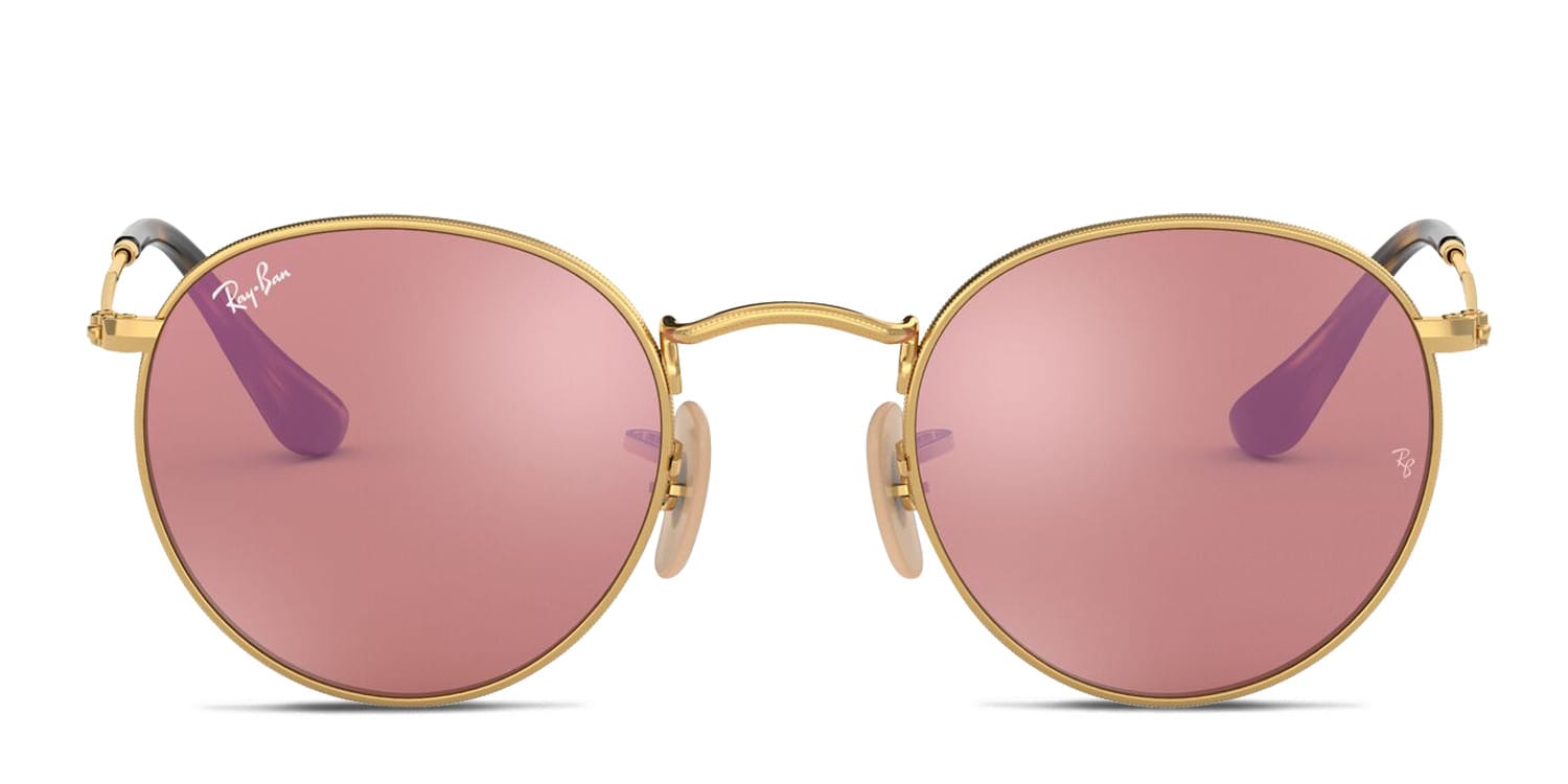Ray-Ban ROUND L ピンクレンズ ゴールド RB3447 Ray-Ban RB3447N Round Metal Gold/Pink Sunglasses