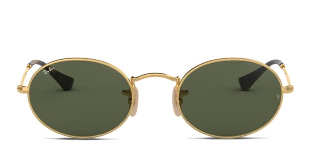Ray-Ban RB3547N Oval Gold, Green frame with green lenses  display picture 3