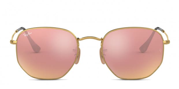 Ray Ban RB3548N Hexagonal Gold Pink Sunglasses