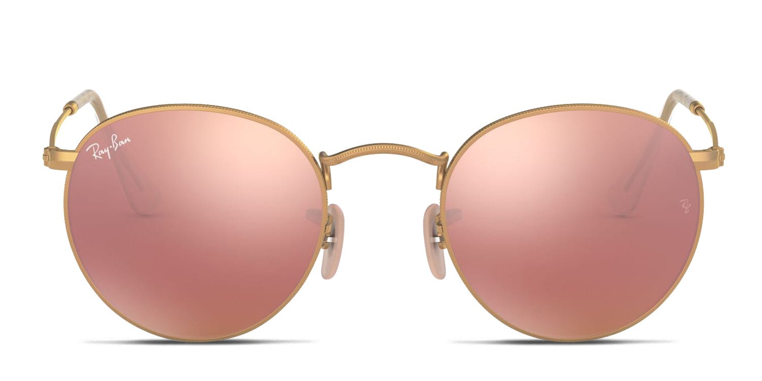 Ray-Ban RB3447 Round Metal Gold/Pink Sunglasses Ray-Ban RB3447 Round Metal Gold/Pink Sunglasses