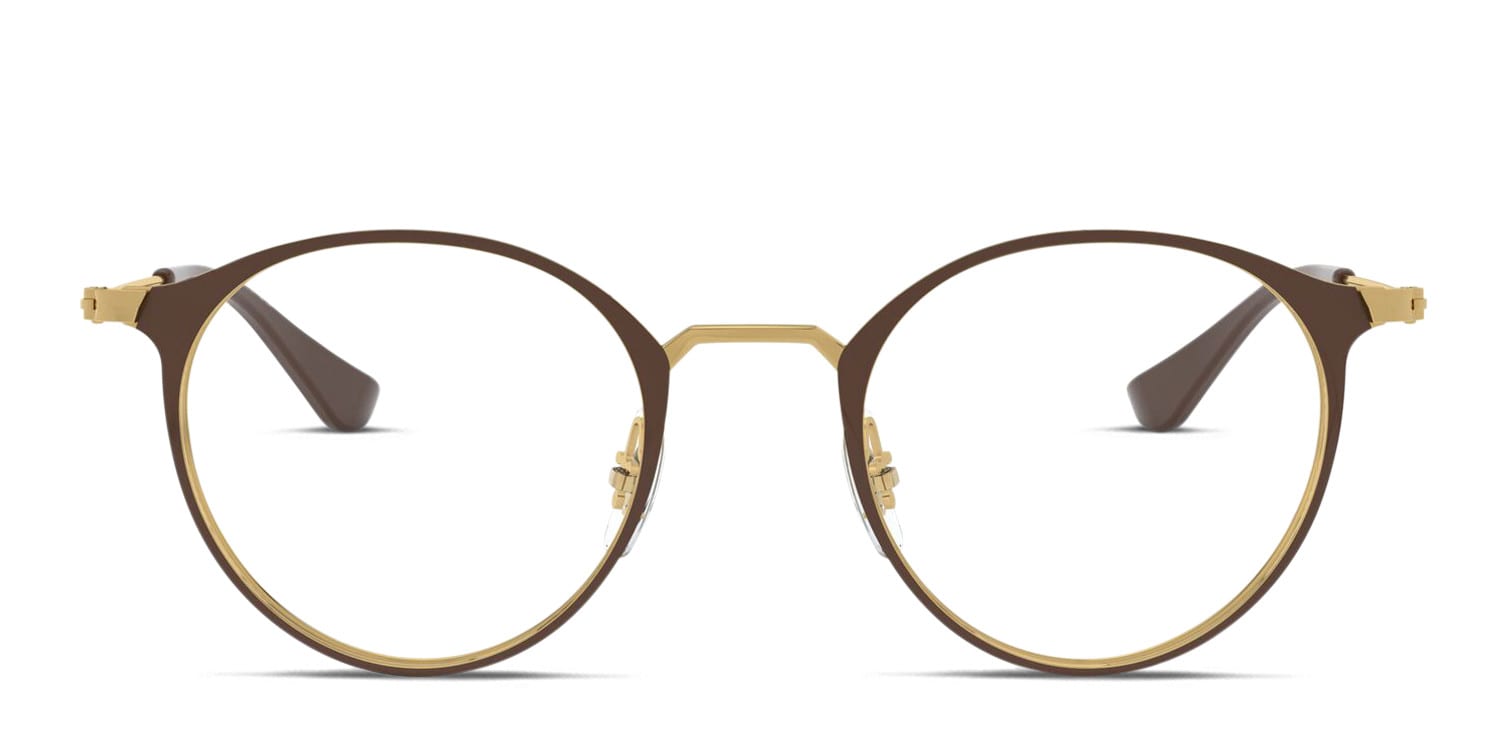 Ray-Ban RX6378F Brown , Gold Eyeglasses | Includes FREE Rx Lenses