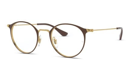 Ray-Ban RX6378F Brown , Gold glasses - Brown / Gold - Angle View