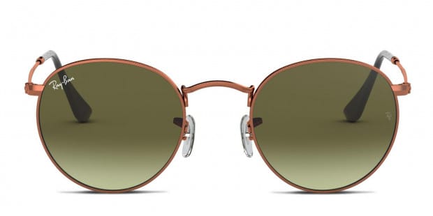 Ray-Ban RB3447 Round Metal Bronze/Green Prescription Sunglasses