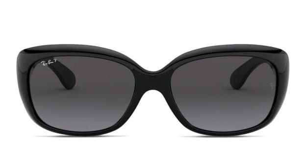 Ray-Ban RB4101F Jackie Ohh black frame with light grey gradient dark grey  lenses. Lenses provide 100% UV protection.