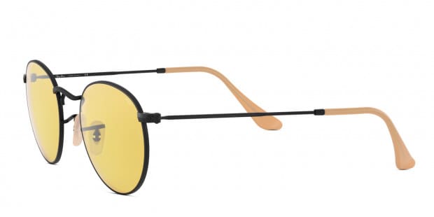 Ray-Ban RB3447 Round Metal Black/Beige/Yellow Sunglasses