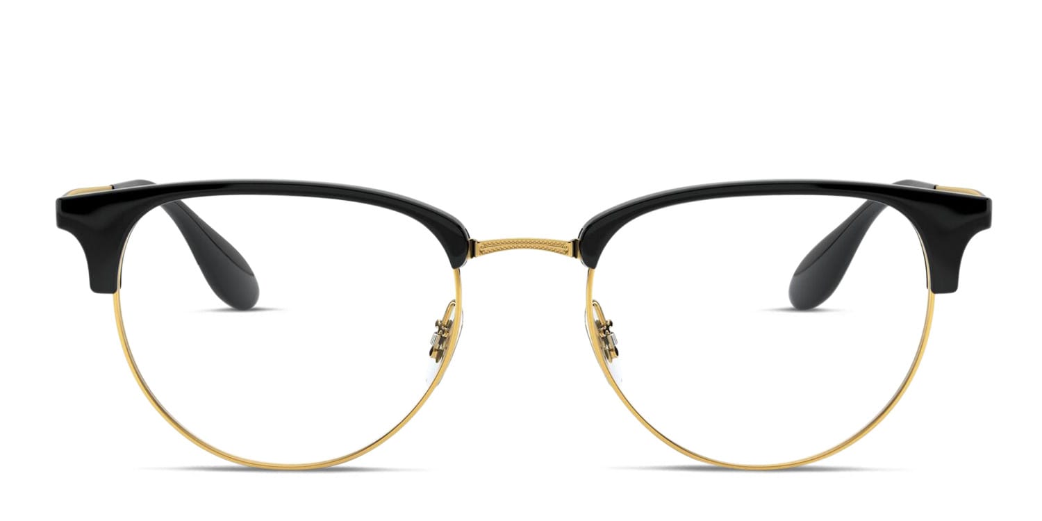 Ray-Ban RX6396 Shiny Black/Gold Eyeglasses | Includes FREE Rx Lenses