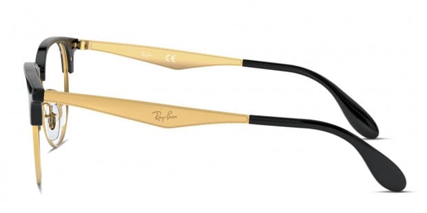Ray-Ban RX6396 Shiny Black/Gold Eyeglasses | Includes FREE Rx Lenses