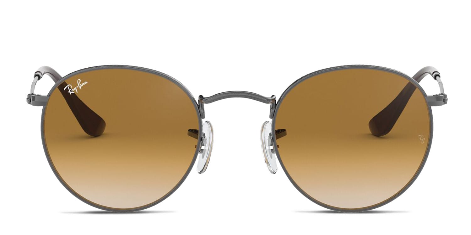 Ray-Ban RB3447N Round Metal Gunmetal/Brown Sunglasses