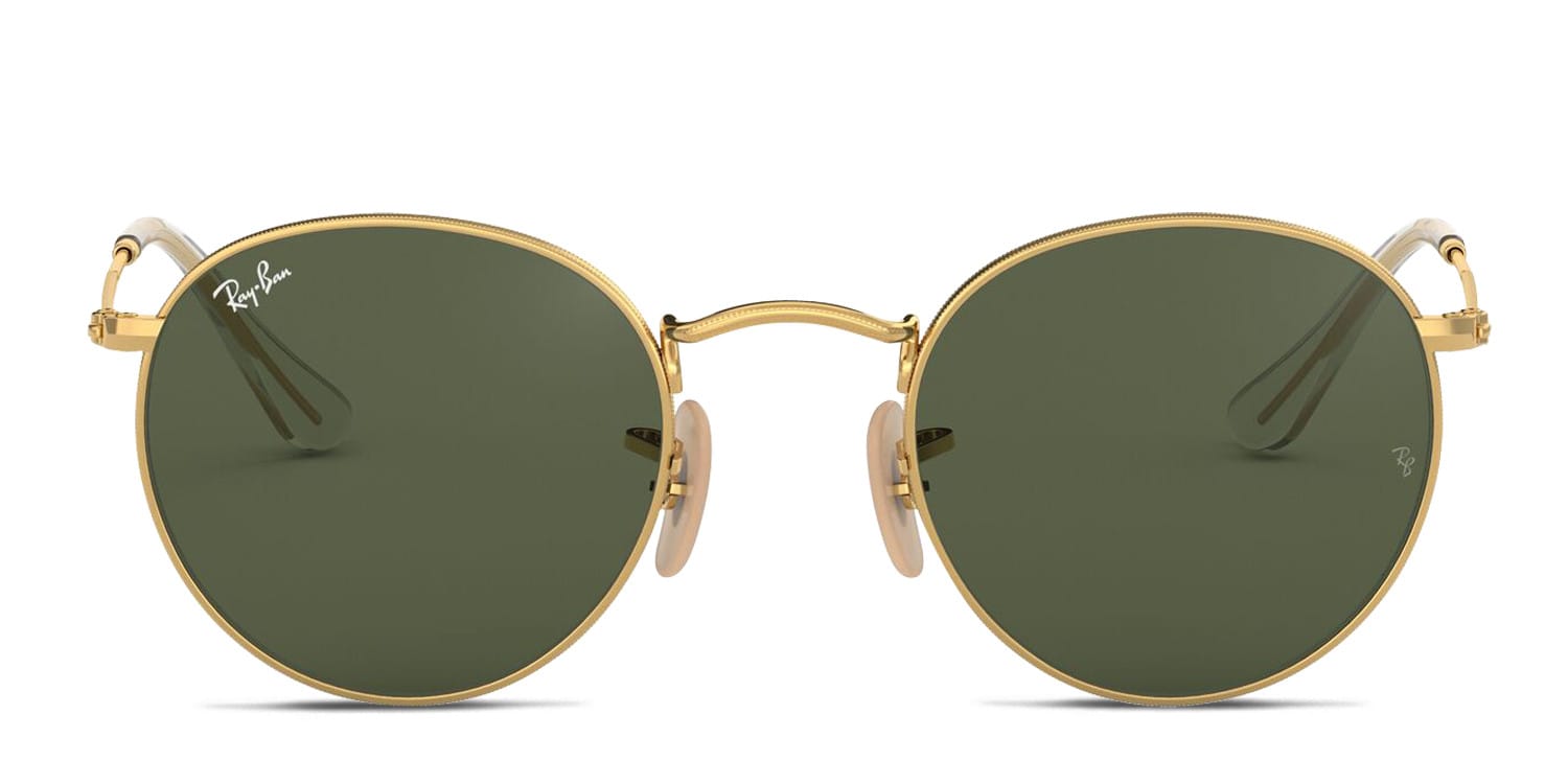 Ray-Ban RB3447N Round Metal Gold, Green, Clear glasses - Gold / Green / Clear - Frontal View