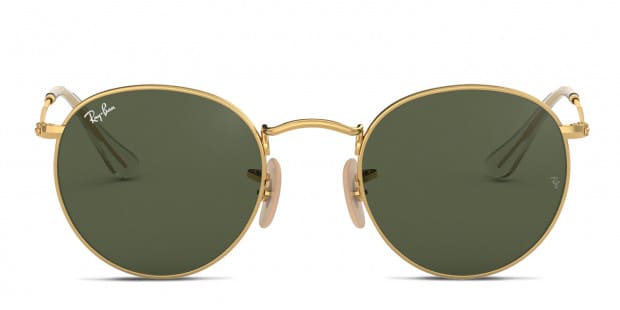 Ray Ban RB3447N Round Metal Gold Green Clear Sunglasses