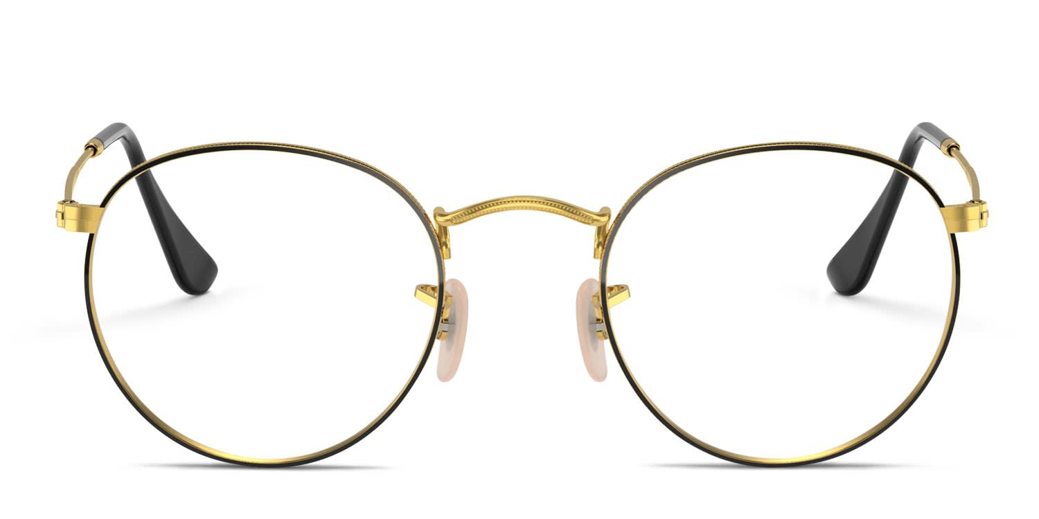 Ray-Ban RX3447V Round Metal Black, Gold glasses - Black / Gold - Frontal View