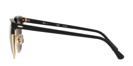 Ray-Ban RB3016F Shiny Black, Gold glasses - Shiny Black / Green - Side View