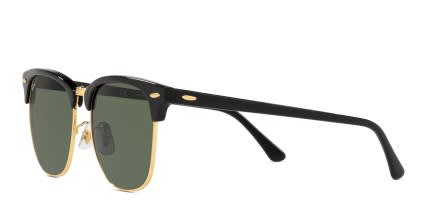 Ray-Ban RB3016F Shiny Black, Gold glasses - Shiny Black / Green - Angle View