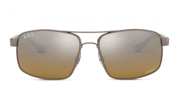 Ray Ban RB3604CH brown frame with brown grey mirrored gradient polarized lenses. Lenses provide 100 UV protection