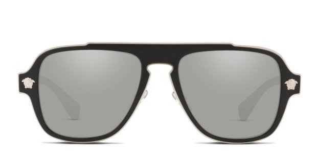 Versace Medusa Aviator Sunglasses-Black Lens Silver Frame Versace VE2199 sunglasses for men at For Eyes main image 4