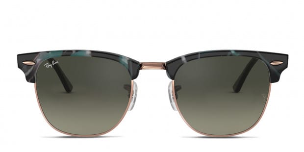 Ray Ban RB3016 Clubmaster Green Tortoise Rose Gold Sunglasses