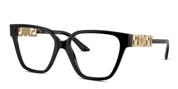 Versace Black Rectangular Cat-Eye Optical Glasses with Gold Accents Versace Rectangular Cat Eye Sunglasses, 54mm  main image 4