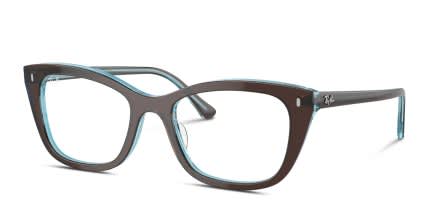 Ray-Ban RX5433 Brown, Clear, Blue glasses - Brown / Clear / Blue - Angle View