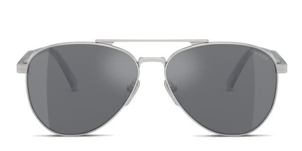 Prada PRA58S silver frame with dark grey flash silver lenses Prada PRA58S silver frame with dark grey flash silver lenses