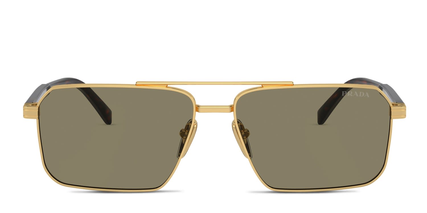 Prada PRA57S Gold glasses - Gold / Brown - Frontal View