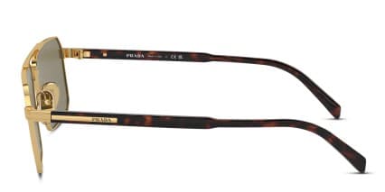 Prada PRA57S Gold glasses - Gold / Brown - Side View