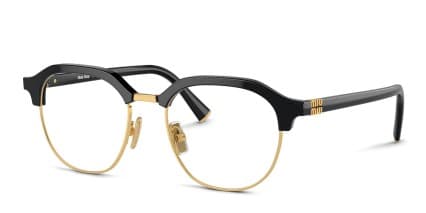 Miu Miu MU10XV Black, Gold glasses - Black / Gold - Angle View