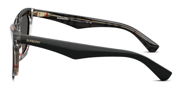 Burberry BE4435 black frame with dark grey lenses. Lenses provide
