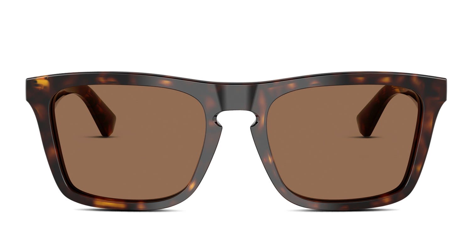 Burberry BE4434 tortoise frame with dark brown lenses. Lenses
