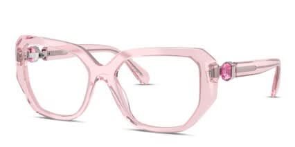Swarovski SK2035 Clear, Pink glasses - Clear / Pink - Angle View