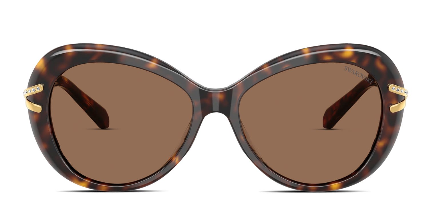 Swarovski SK6059 tortoise frame with dark brown lenses. Lenses