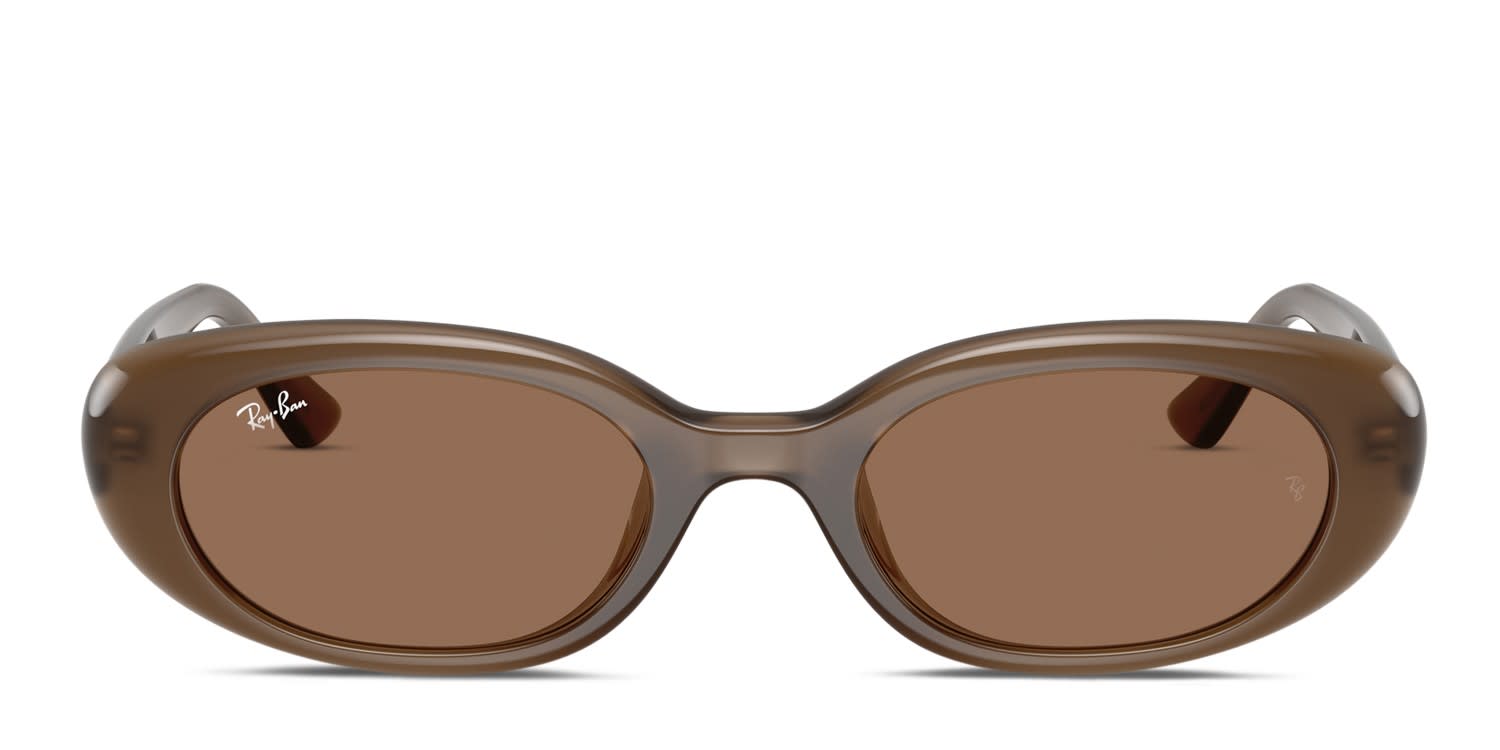Ray-Ban RB4441D brown frame with dark grey lenses. Lenses provide