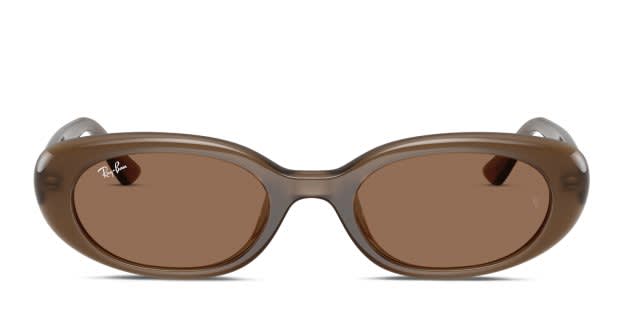 Ray-Ban RB4441D brown frame with dark grey lenses. Lenses provide