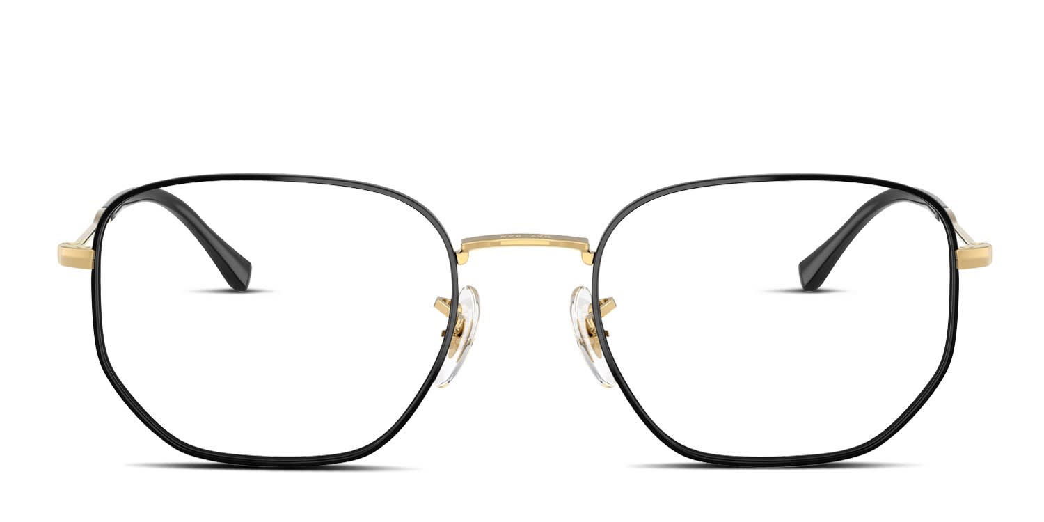 Ray-Ban RX6496 Black, Gold glasses - Black / Gold - Frontal View