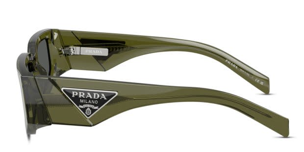 Prada PR09ZS clear , green frame with dark grey lenses. Lenses