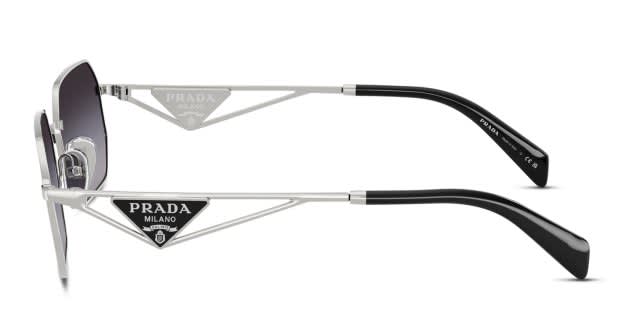 Prada PRA51S silver frame with grey gradient lenses. Lenses