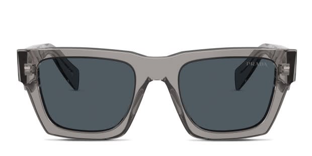 Prada PRA06S clear , gray frame with dark grey lenses. Lenses