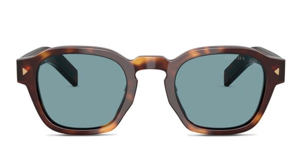 Prada PRA16S tortoise frame with green polarized lenses. Lenses