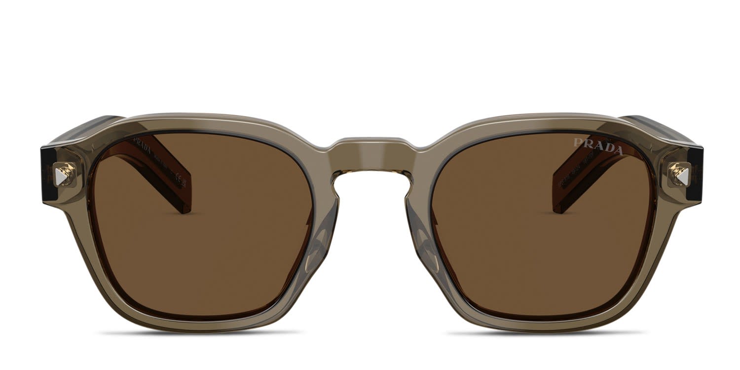Prada PRA16S Brown, Clear glasses - Brown / Clear - Frontal View