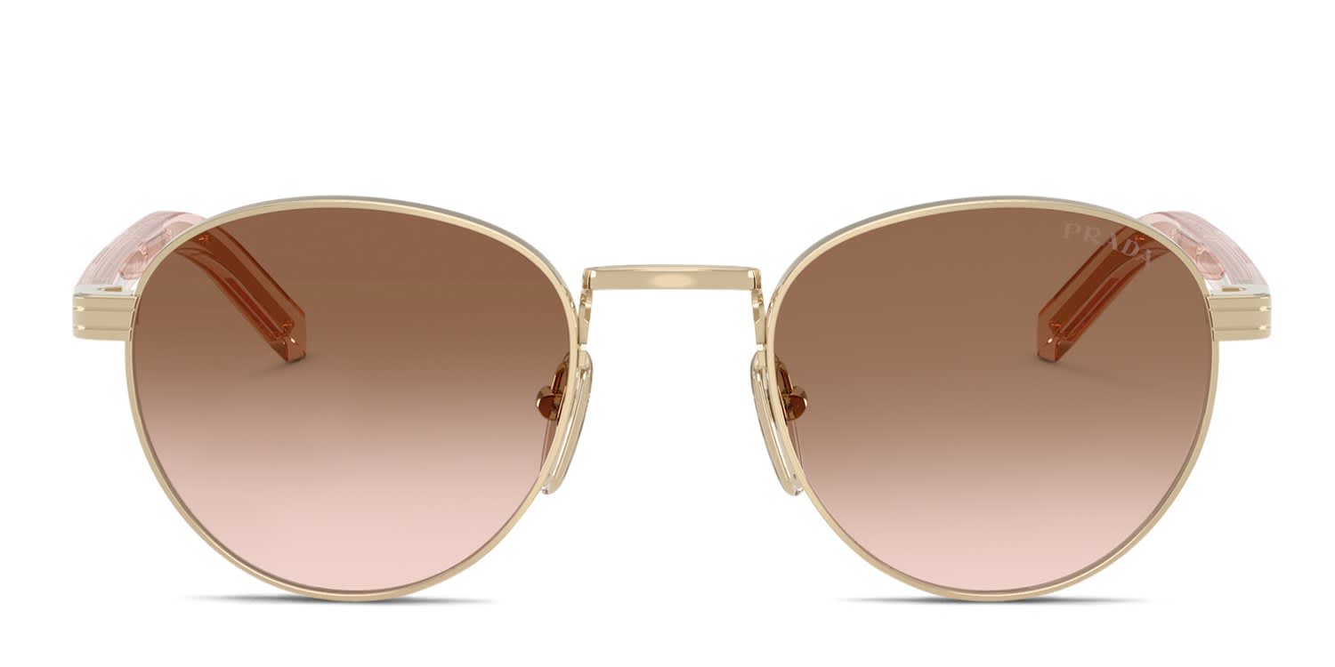 Prada PRB52S Gold, Brown glasses - Gold / Brown - Frontal View