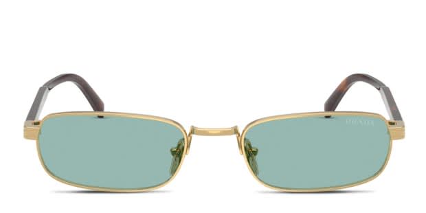 Prada PRB54S gold frame with petrol green lenses. Lenses provide