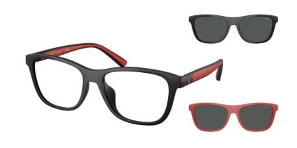 Polo Ralph Lauren PH4228U w/Clip-On Black, Gray glasses - Black / Gray - Angle View