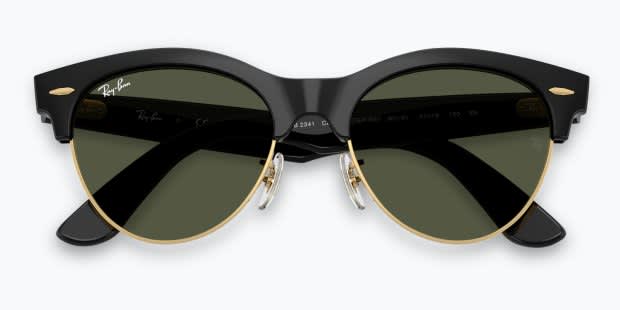 Ray-Ban Clubmaster サングラス ブラック/ゴールド Ray-Ban RB2341 Clubmaster Way black , gold frame with green lenses
